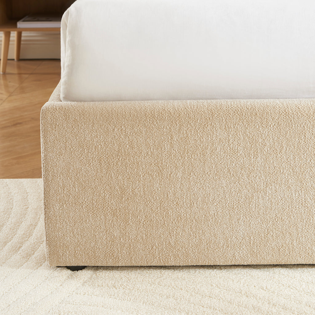 GELA Upholstered Storage Bed with Slatted Base – Greige