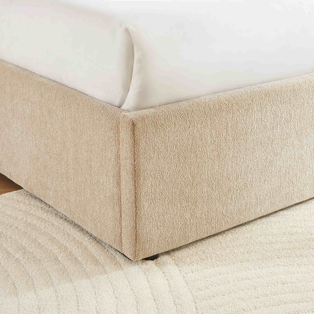 GELA Upholstered Storage Bed with Slatted Base – Greige