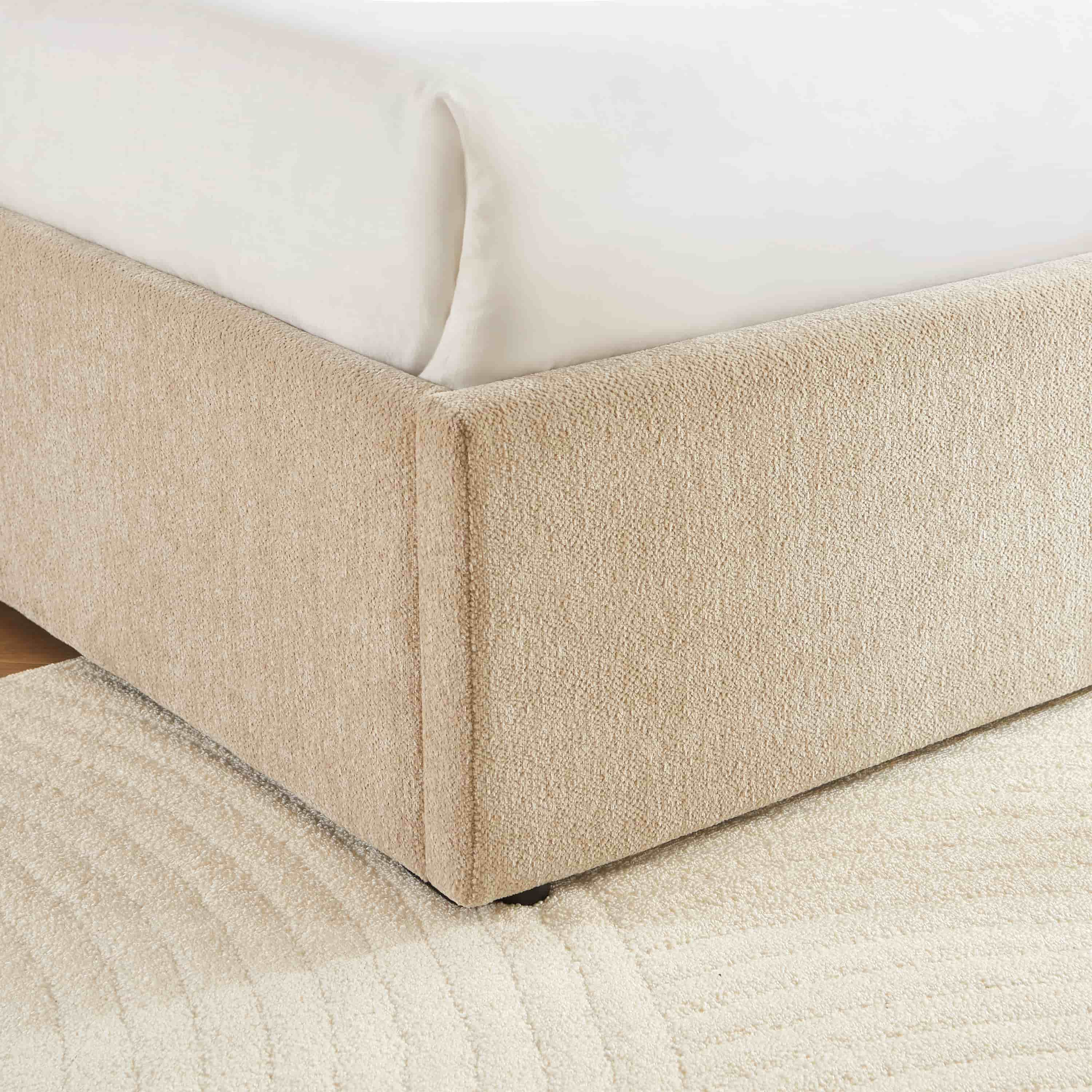 GELA Upholstered Storage Bed with Slatted Base – Greige