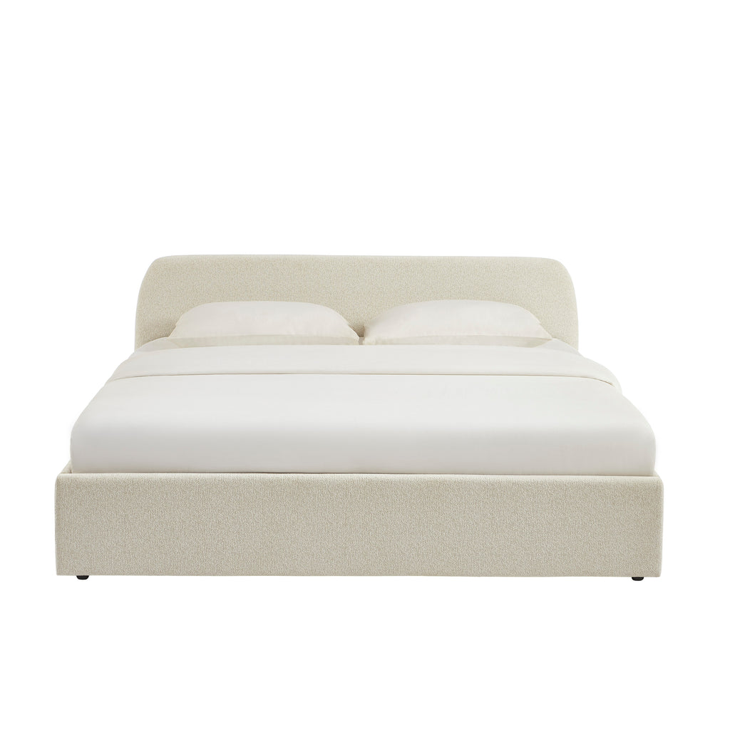 GELA Upholstered Storage Bed with Slatted Base – Beige