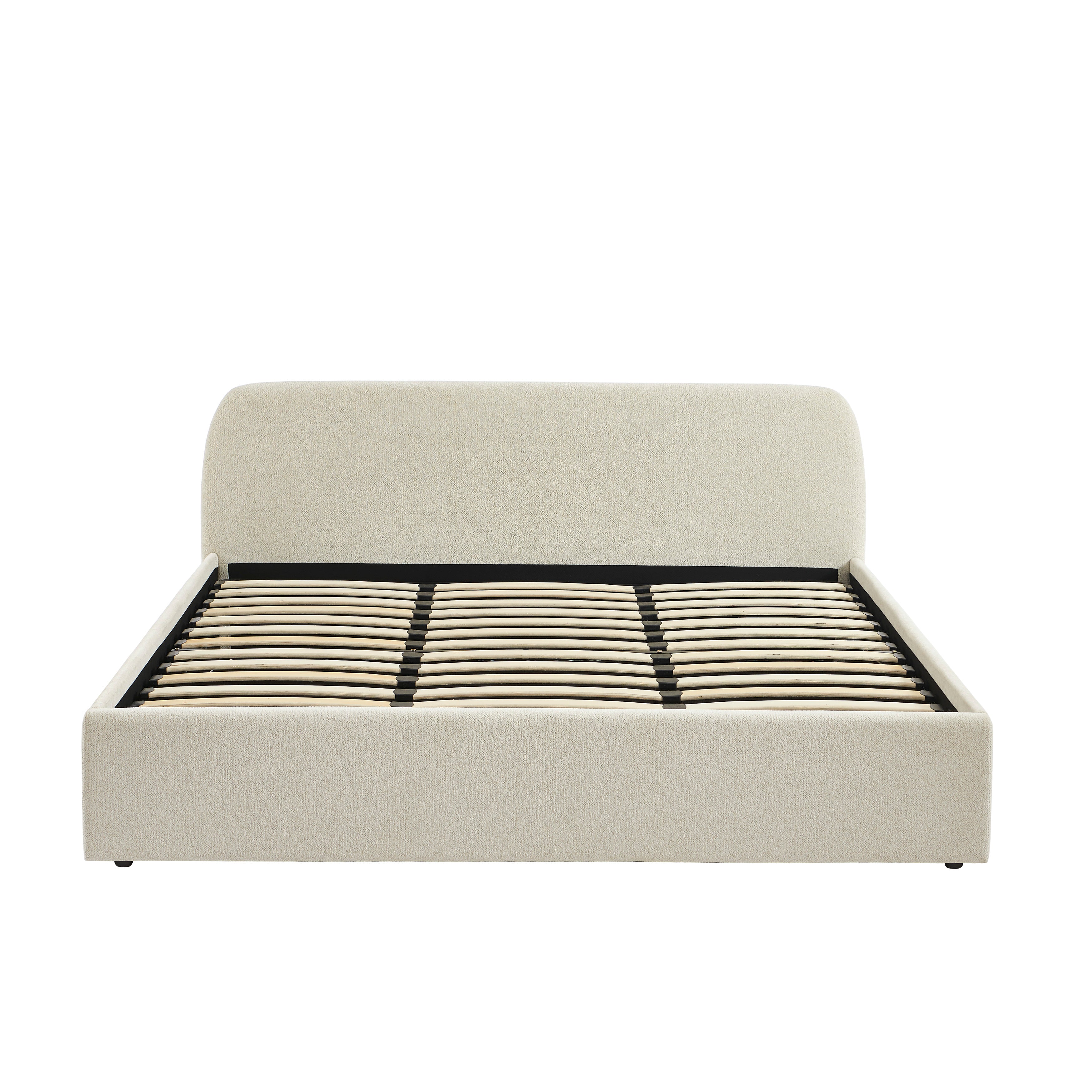 GELA Upholstered Storage Bed with Slatted Base – Beige