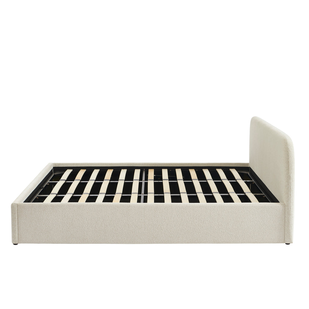 GELA Upholstered Storage Bed with Slatted Base – Beige