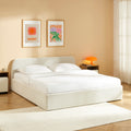 GELA Upholstered Storage Bed with Slatted Base – Beige