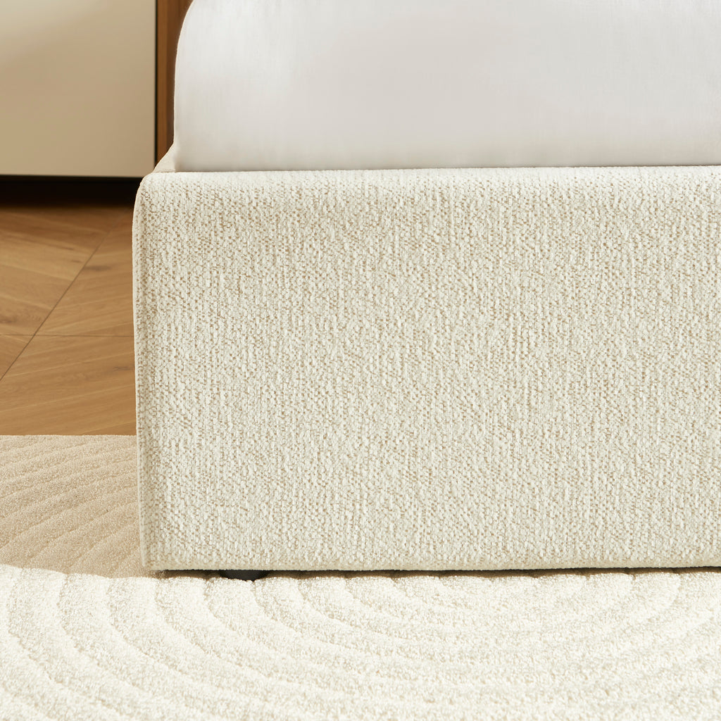GELA Upholstered Storage Bed with Slatted Base – Beige