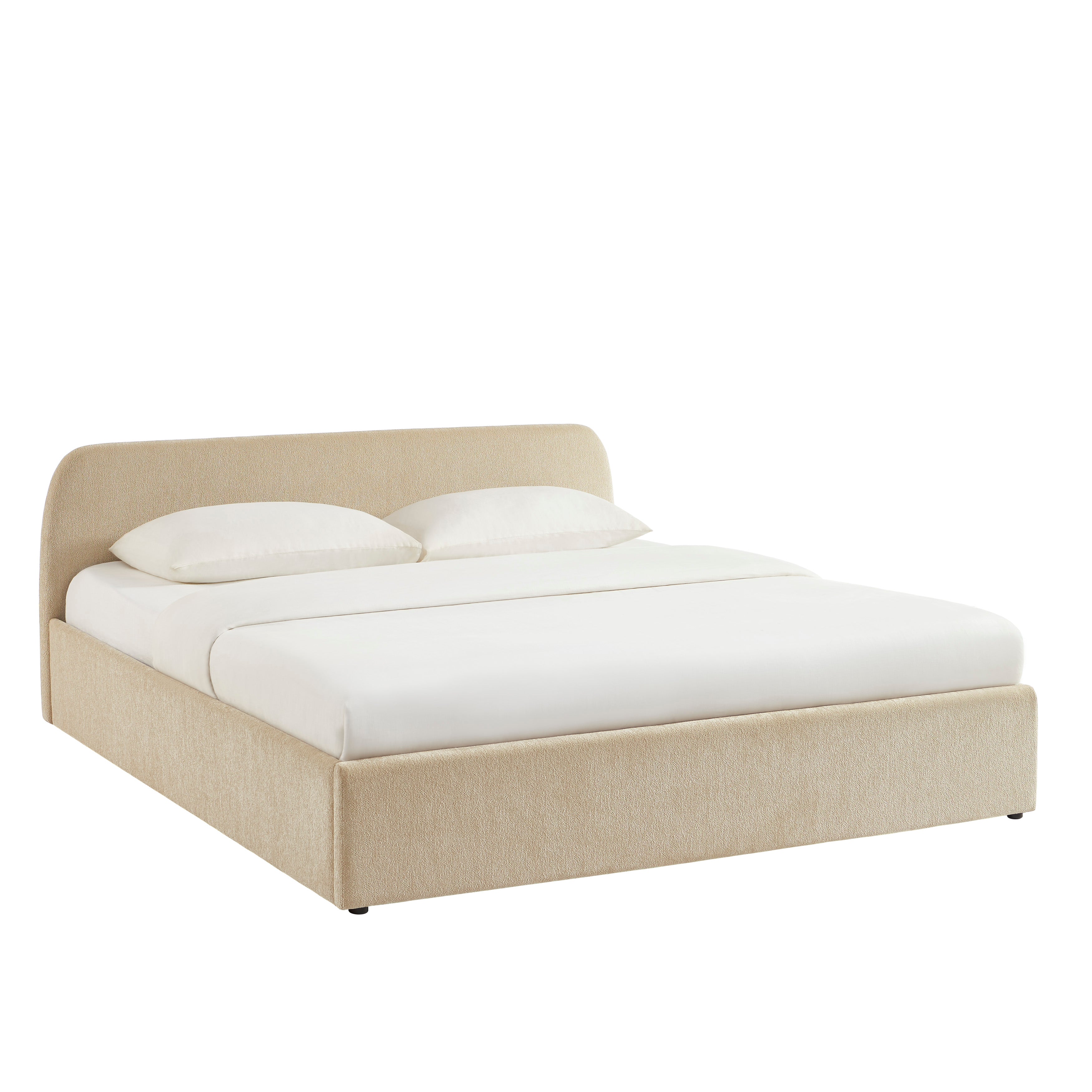 GELA Upholstered Storage Bed with Slatted Base – Greige