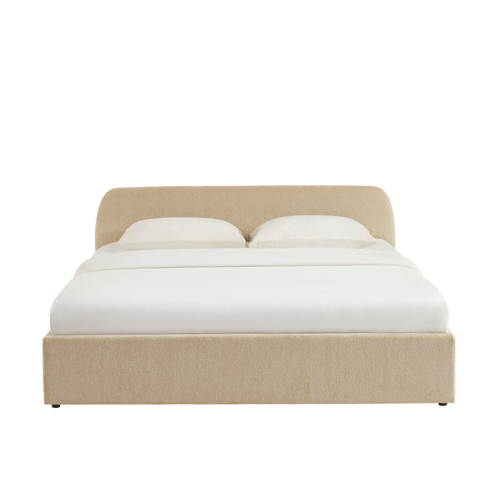 GELA Upholstered Storage Bed with Slatted Base – Greige