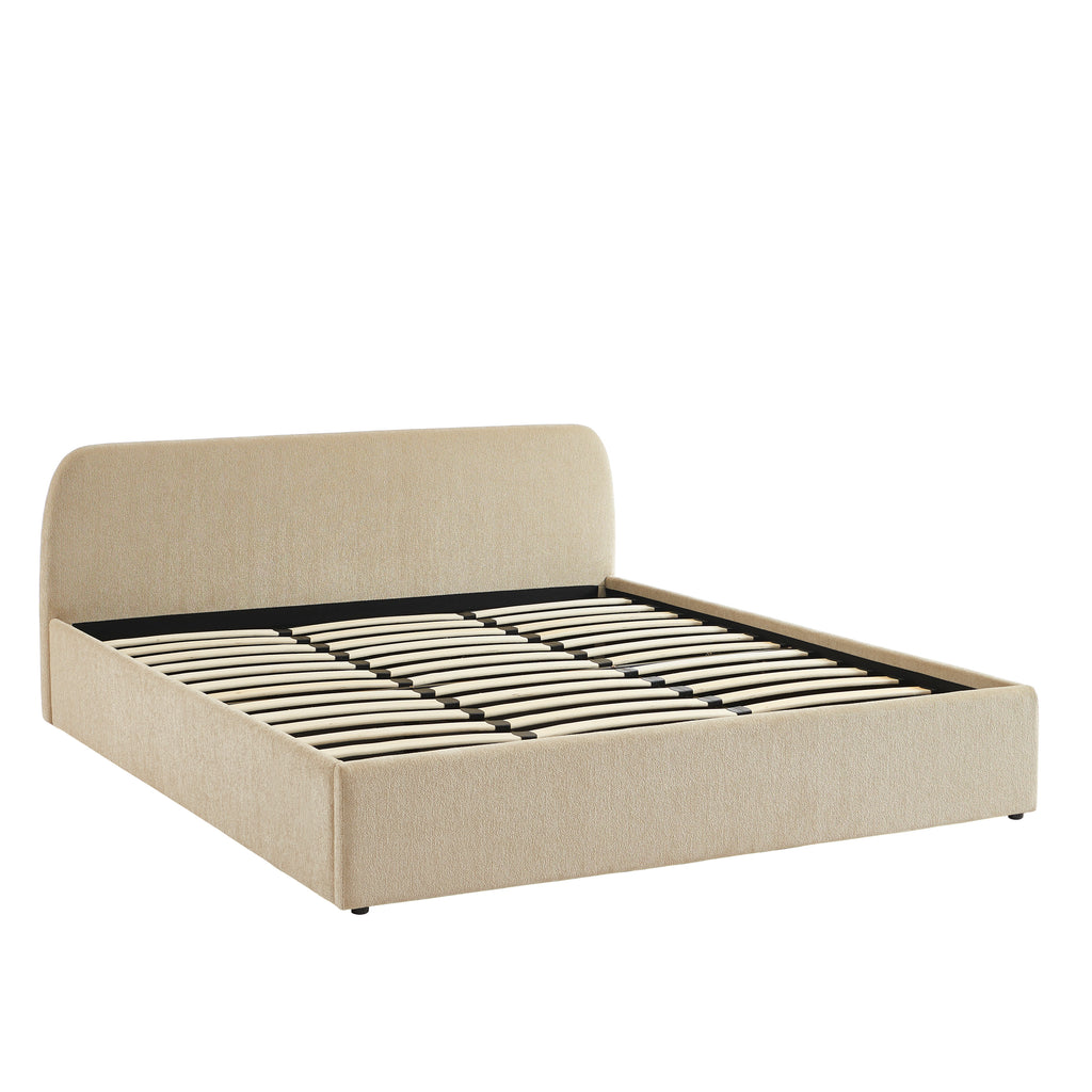GELA Upholstered Storage Bed with Slatted Base – Greige