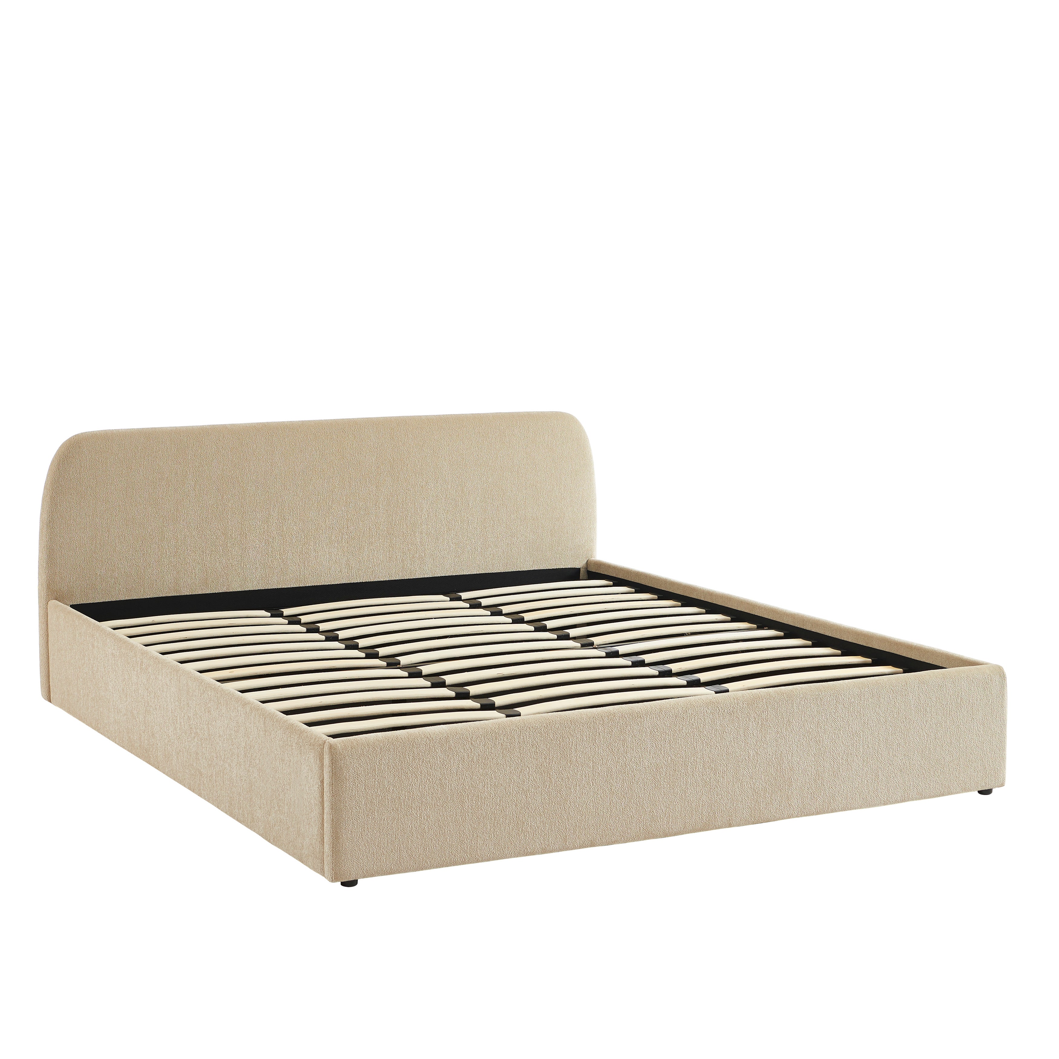 GELA Upholstered Storage Bed with Slatted Base – Greige