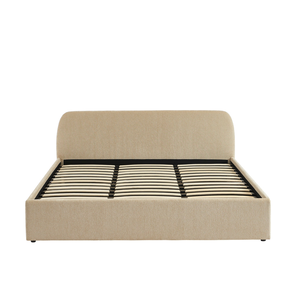 GELA Upholstered Storage Bed with Slatted Base – Greige