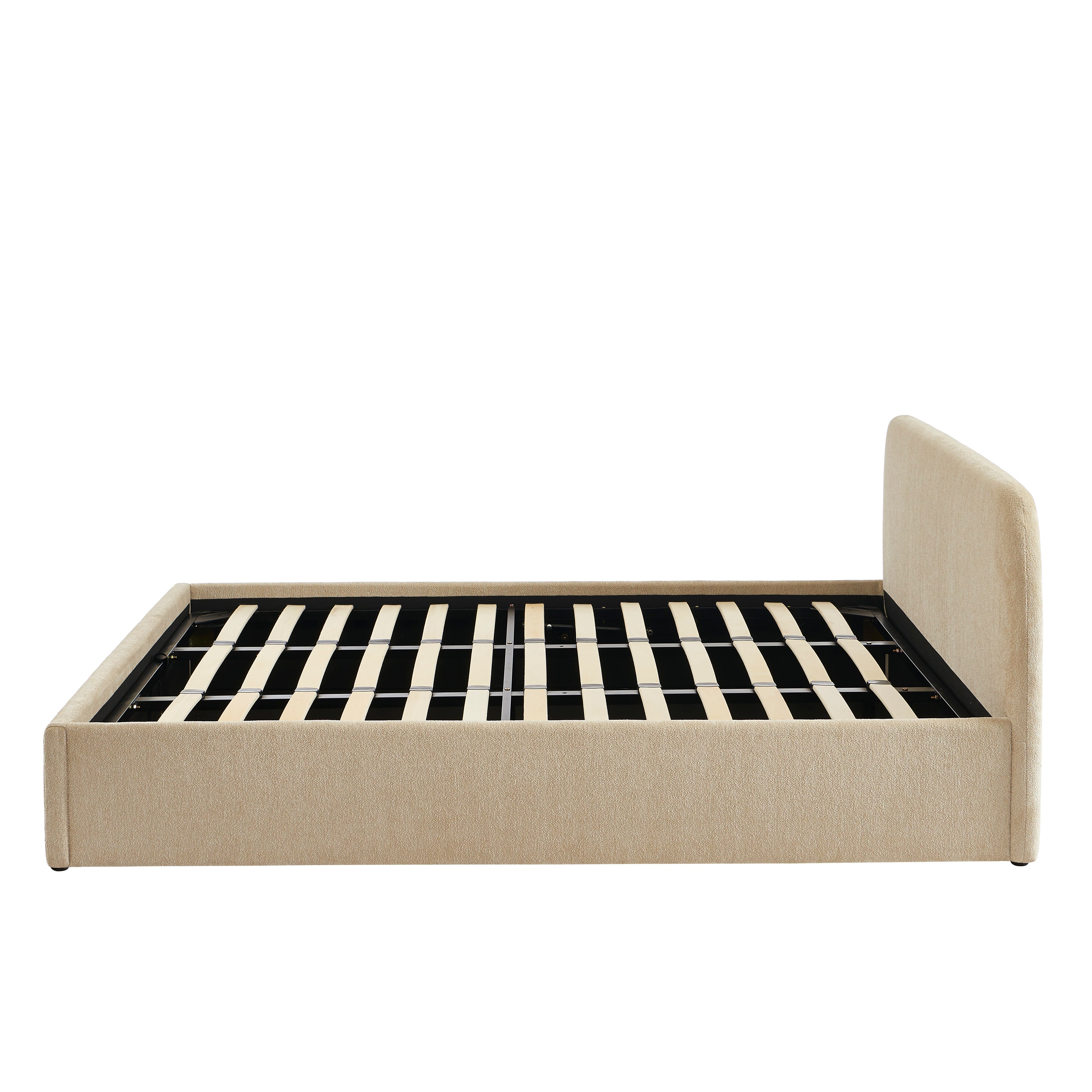 GELA Upholstered Storage Bed with Slatted Base – Greige
