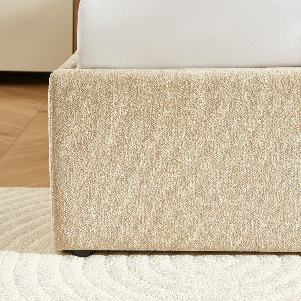 GELA Upholstered Storage Bed with Slatted Base – Greige