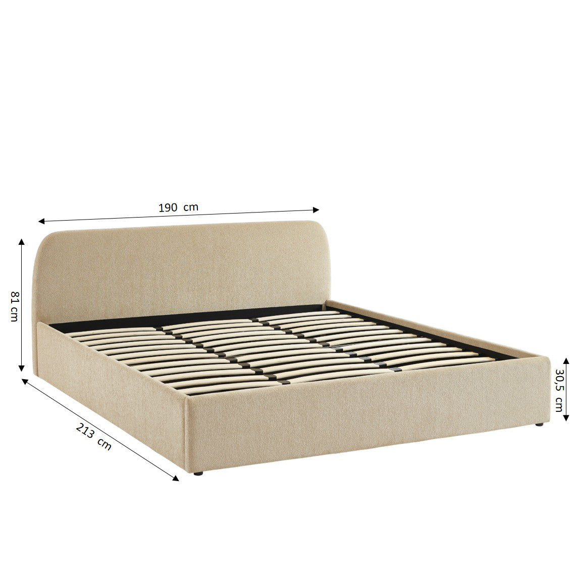 GELA Upholstered Storage Bed with Slatted Base – Greige