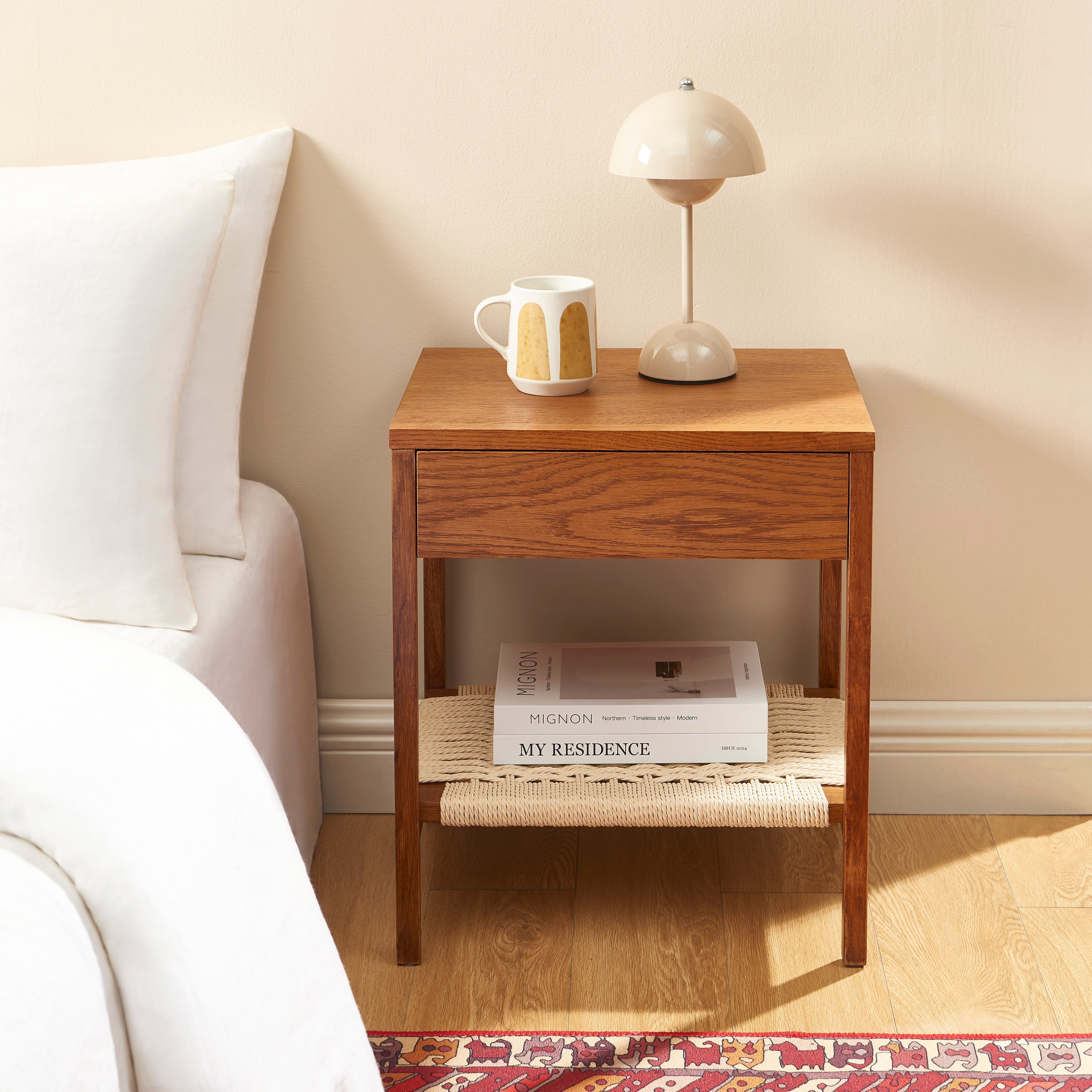 GINKO Natural Wood Nightstand – Walnut