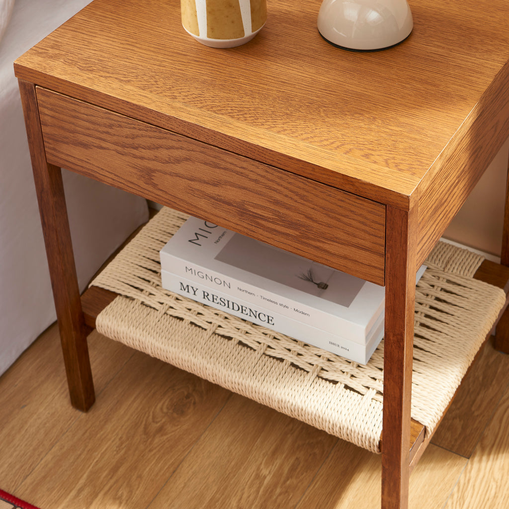 GINKO Natural Wood Nightstand – Walnut