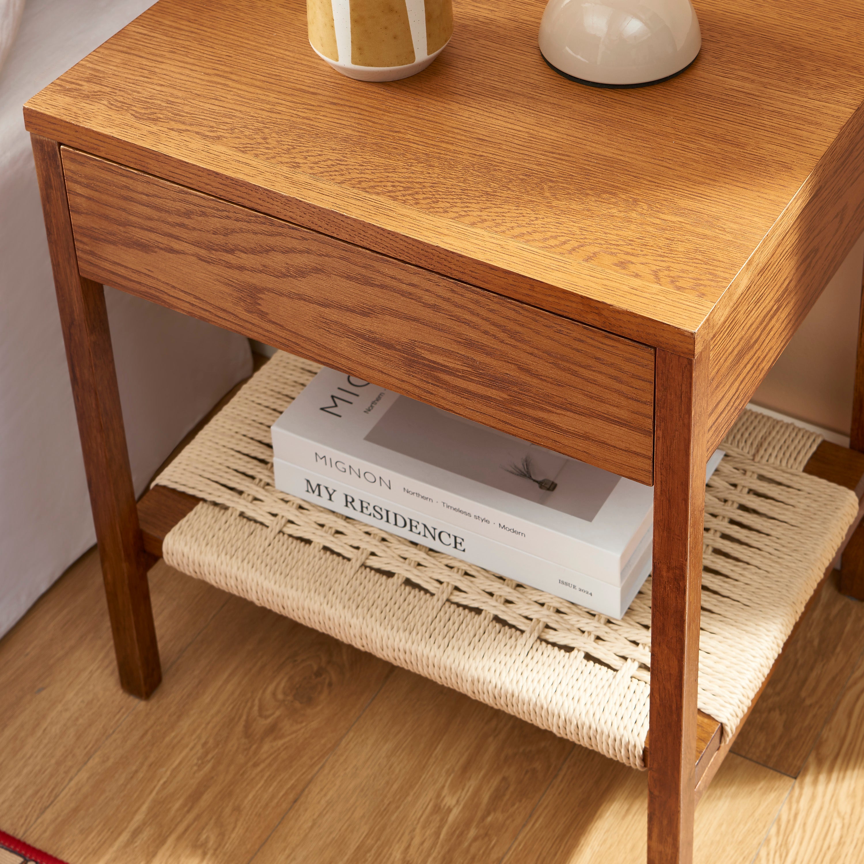 GINKO Natural Wood Nightstand – Walnut