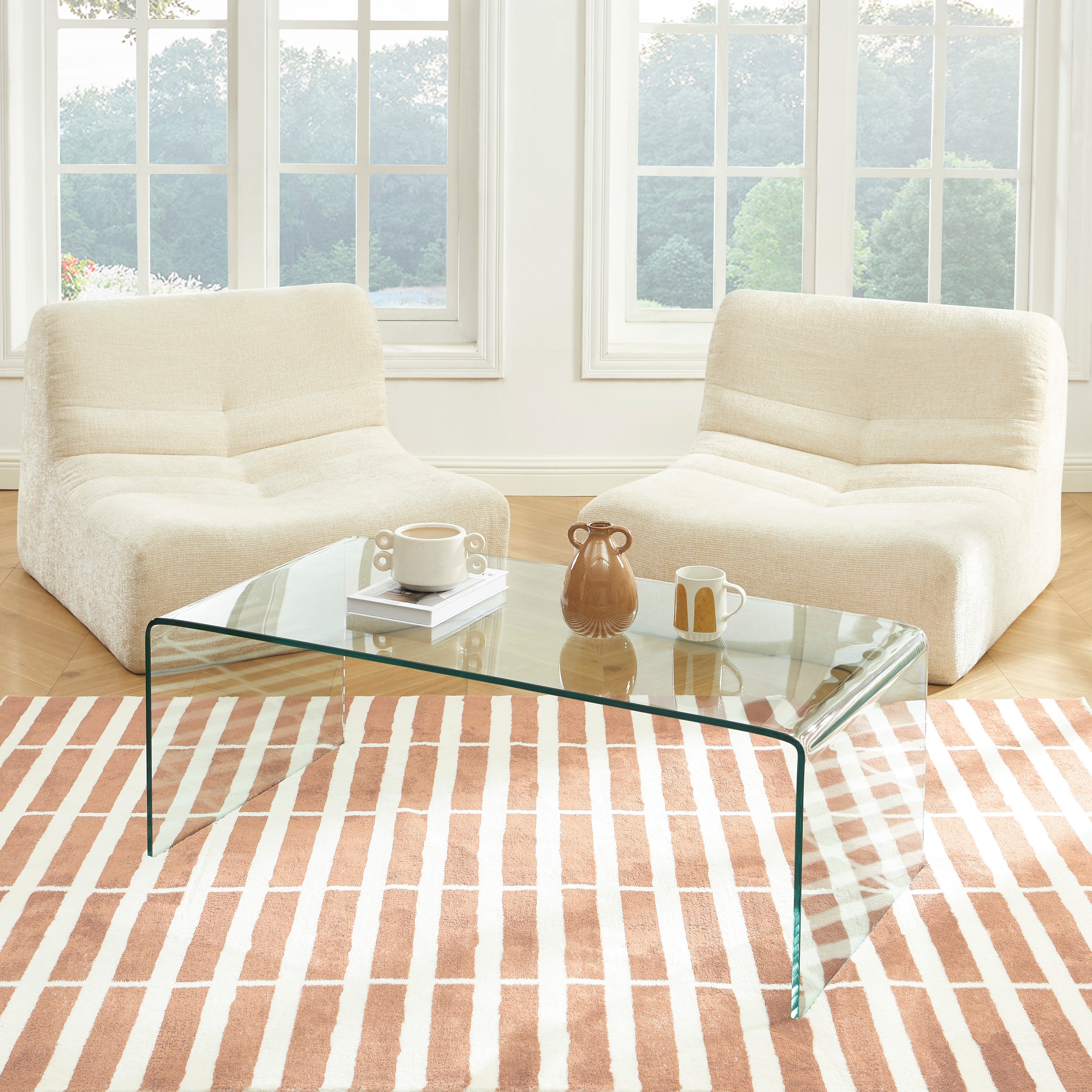 GINZA Tempered Glass and Metal Coffee Table