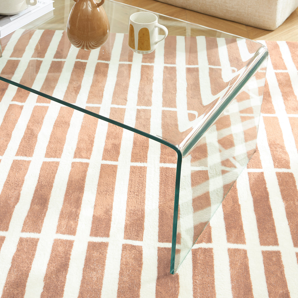 GINZA Tempered Glass and Metal Coffee Table