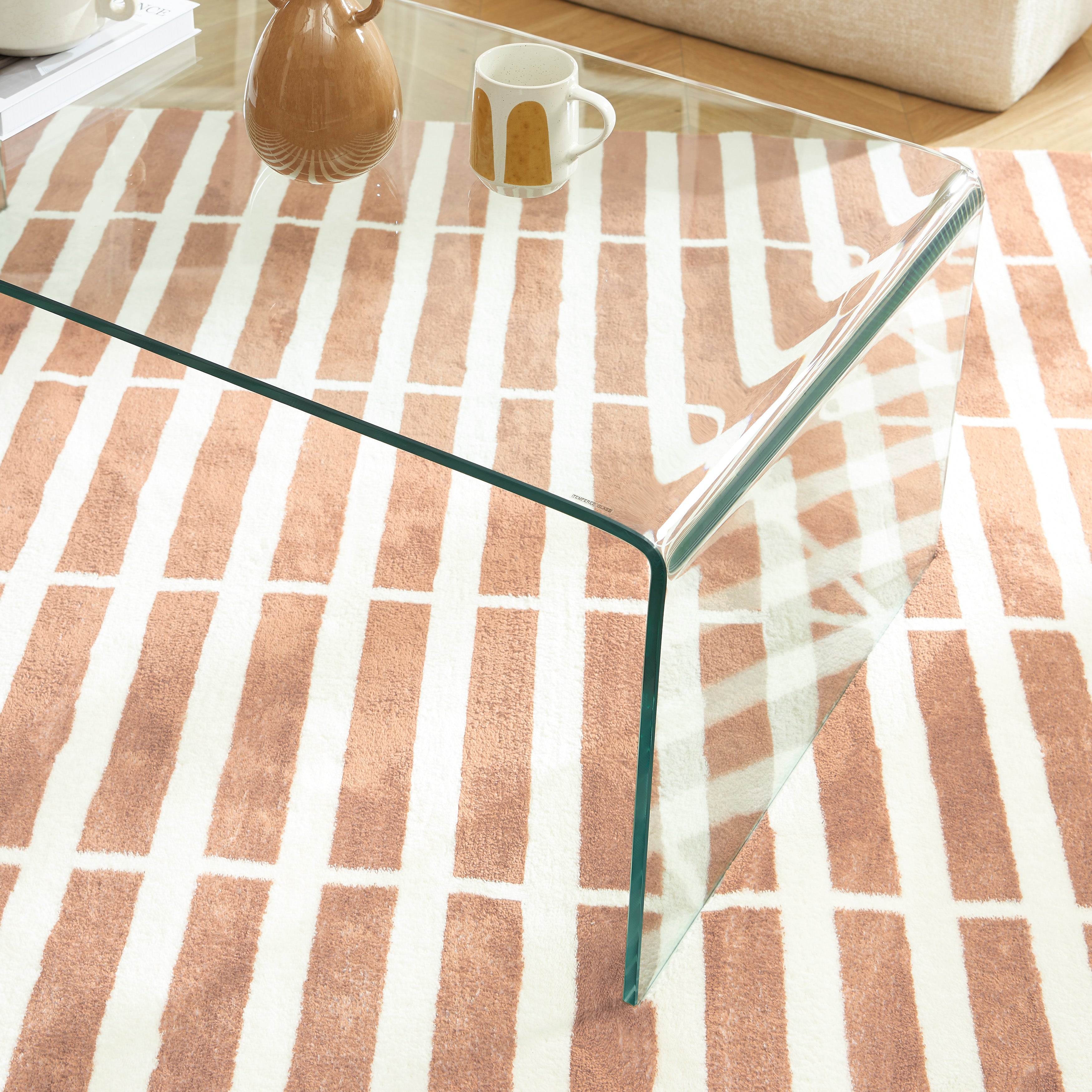 GINZA Tempered Glass and Metal Coffee Table
