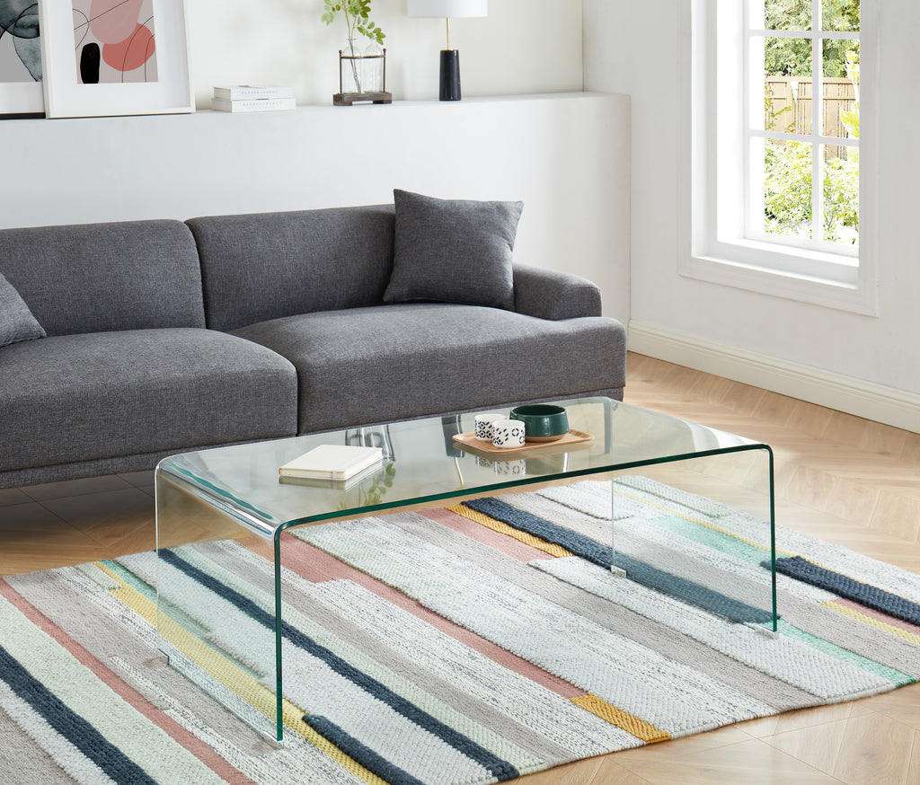 GINZA Tempered Glass and Metal Coffee Table