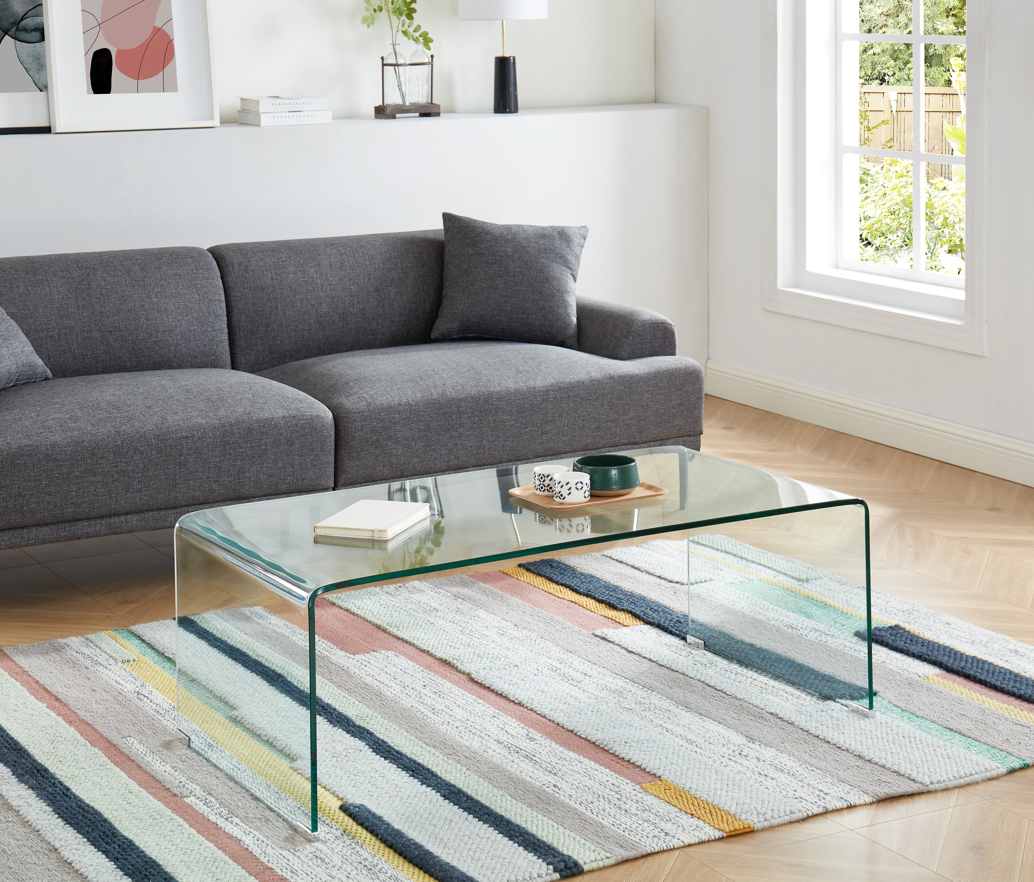 GINZA Tempered Glass and Metal Coffee Table