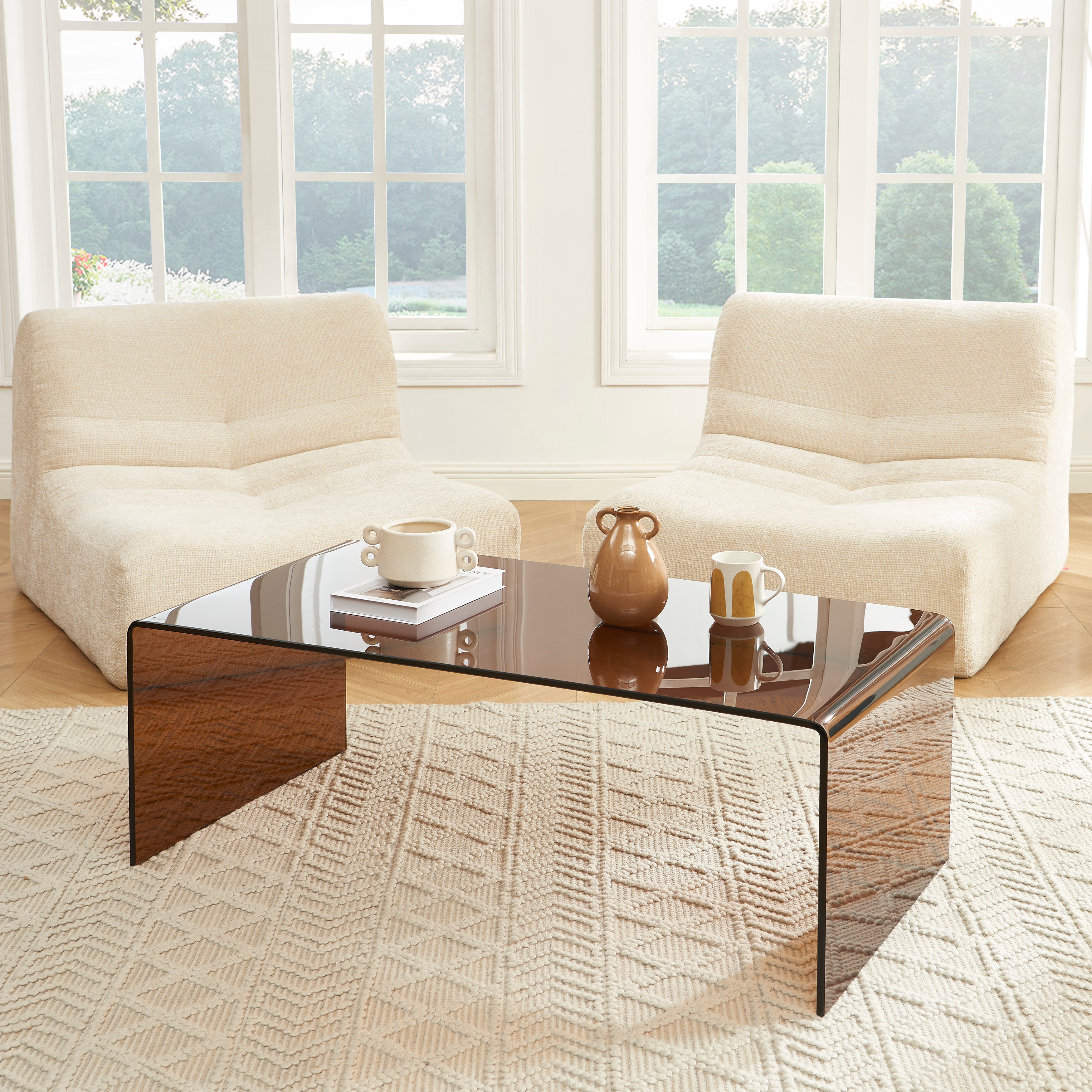 GINZA Tempered Glass and Metal Coffee Table