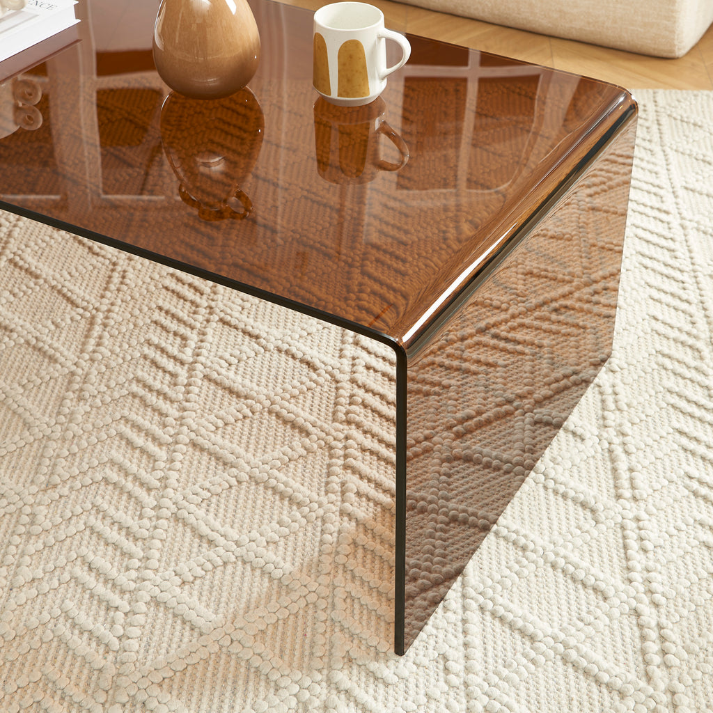 GINZA Tempered Glass and Metal Coffee Table