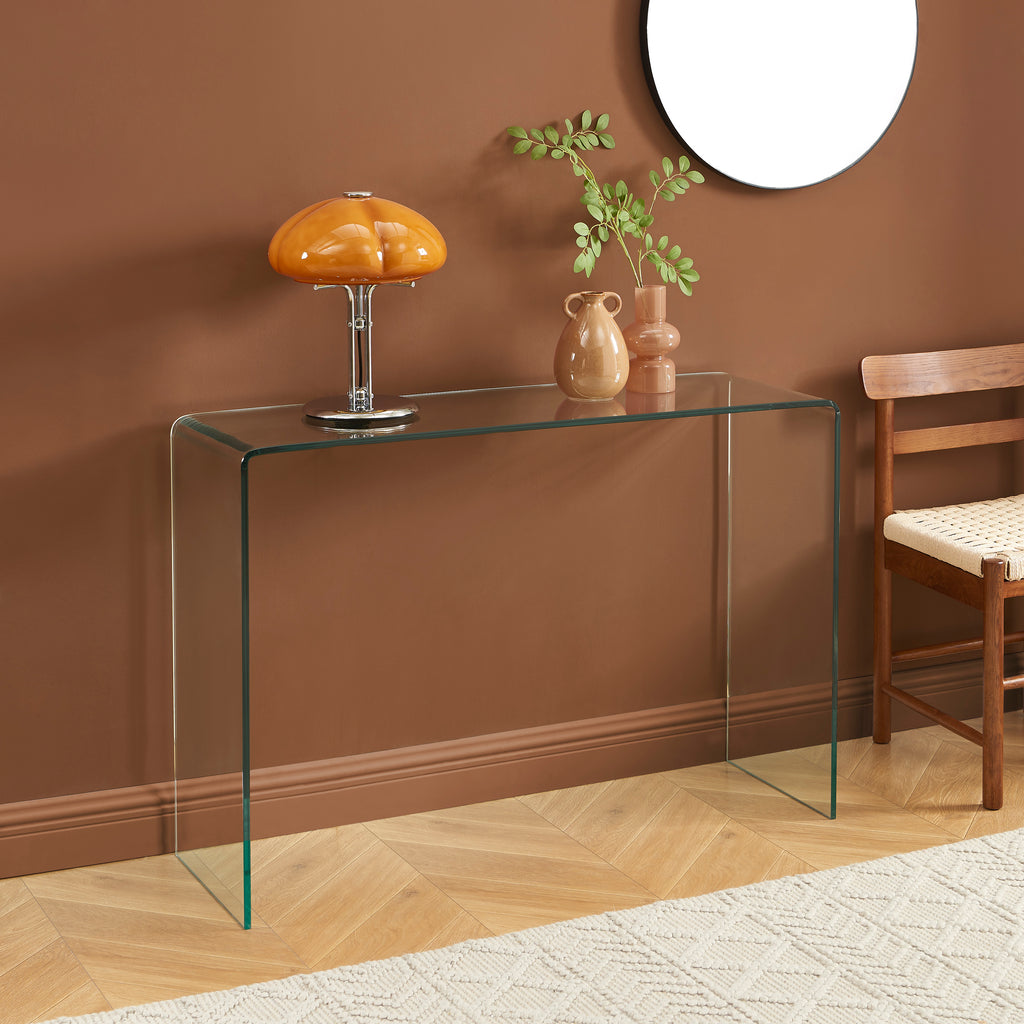 GINZA Tempered Glass and Metal Console Table