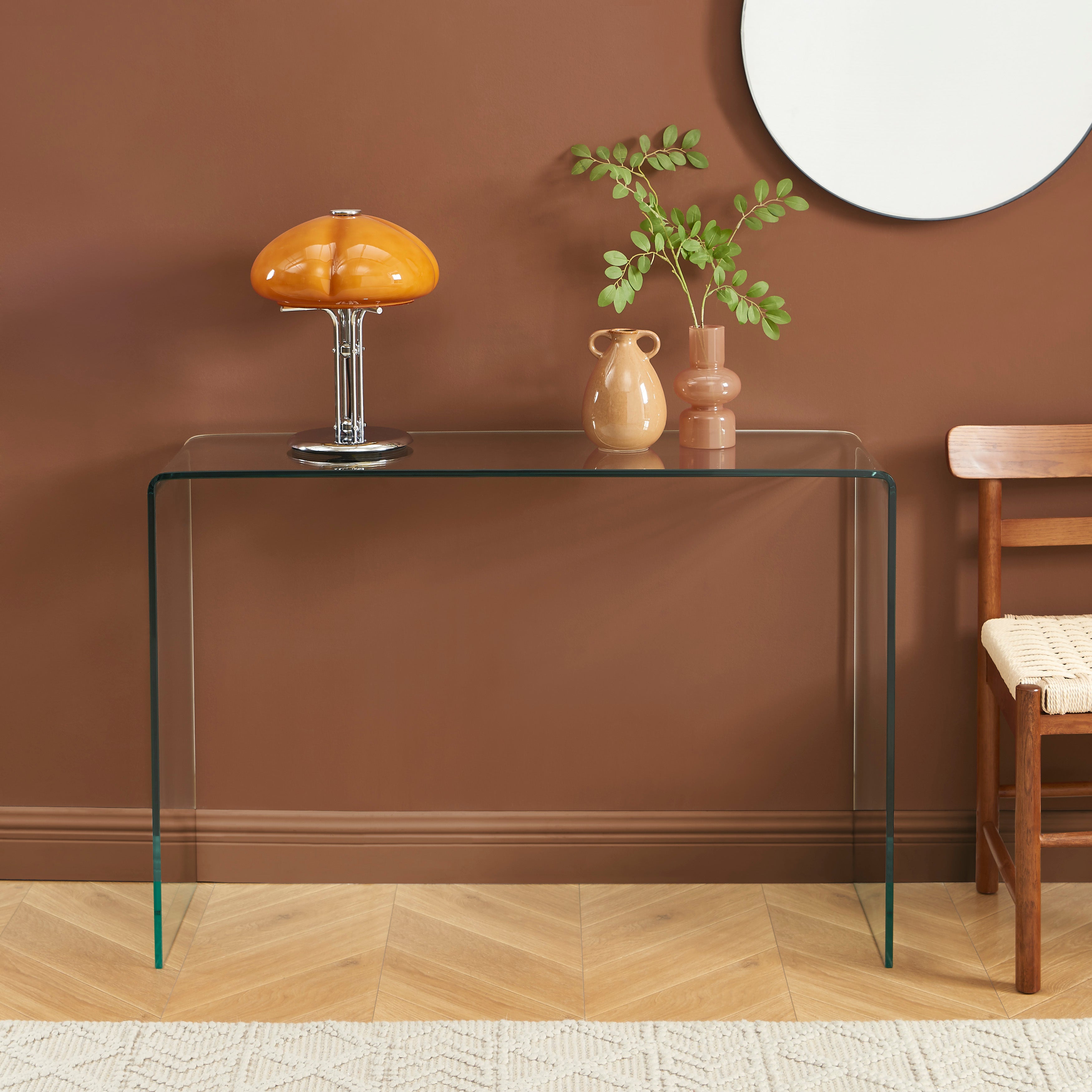GINZA Tempered Glass and Metal Console Table