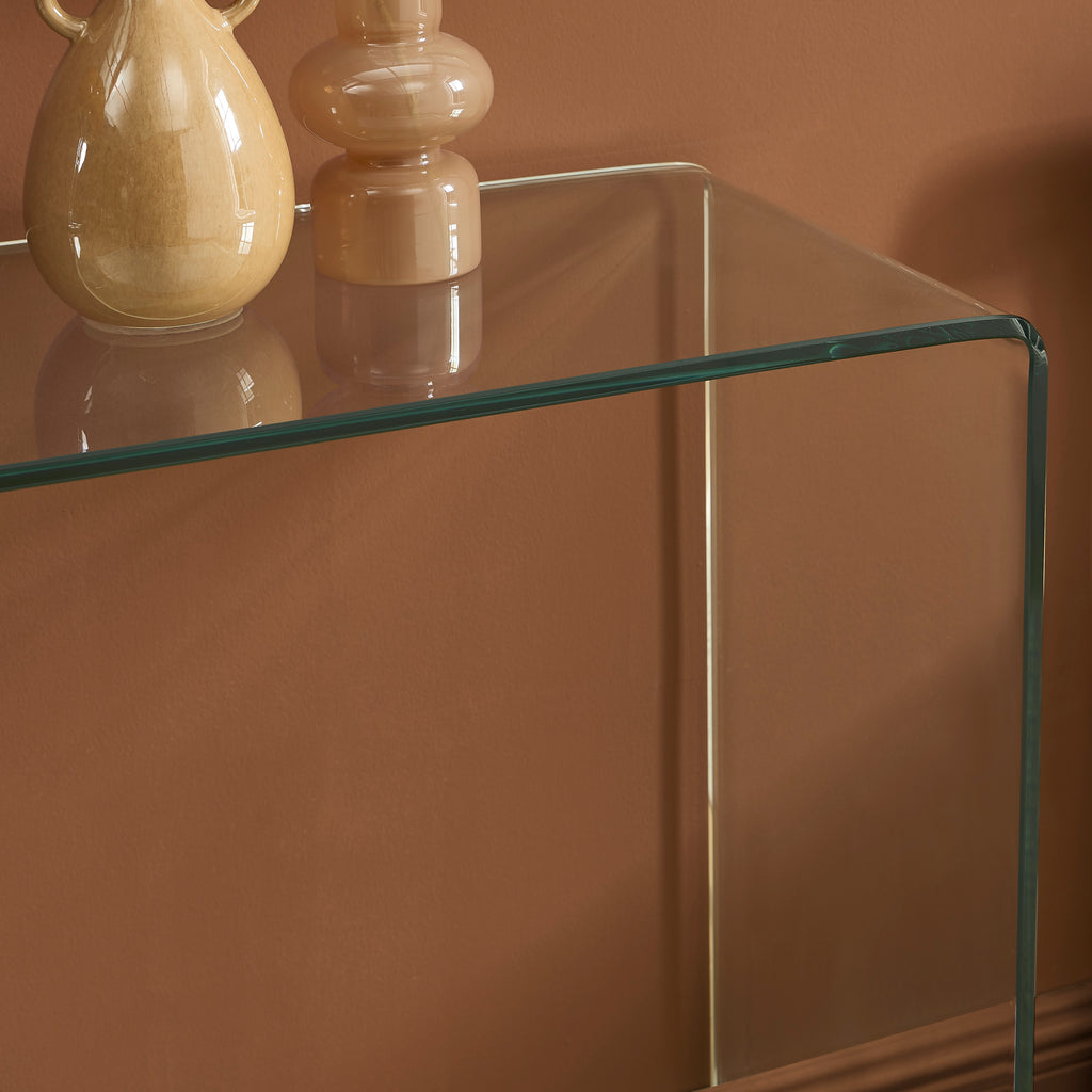 GINZA Tempered Glass and Metal Console Table