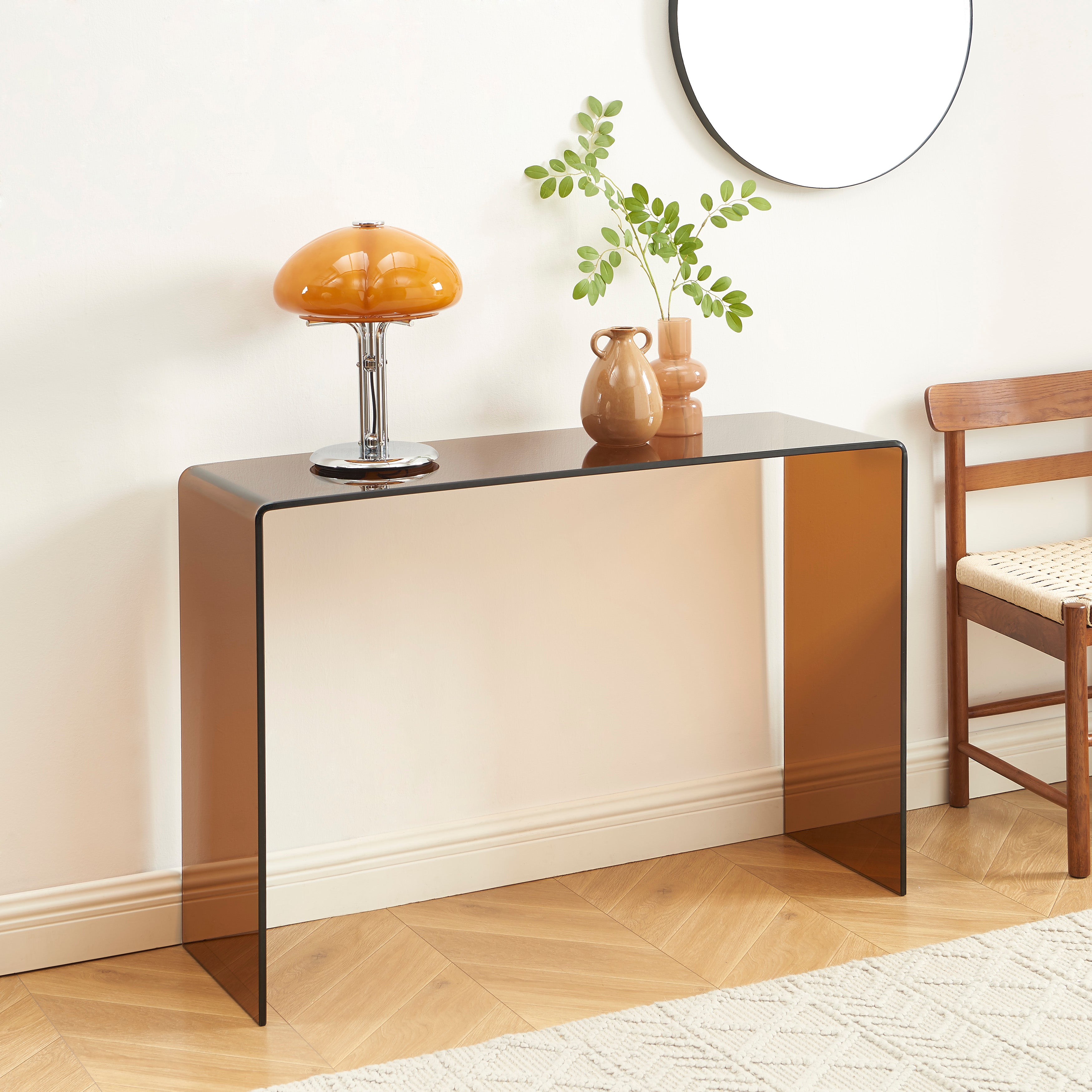 GINZA Tempered Glass and Metal Console Table