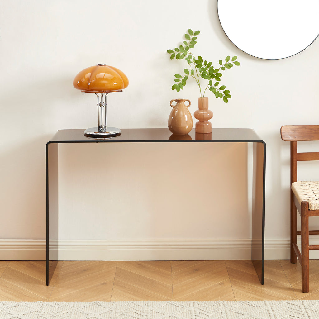 GINZA Tempered Glass and Metal Console Table