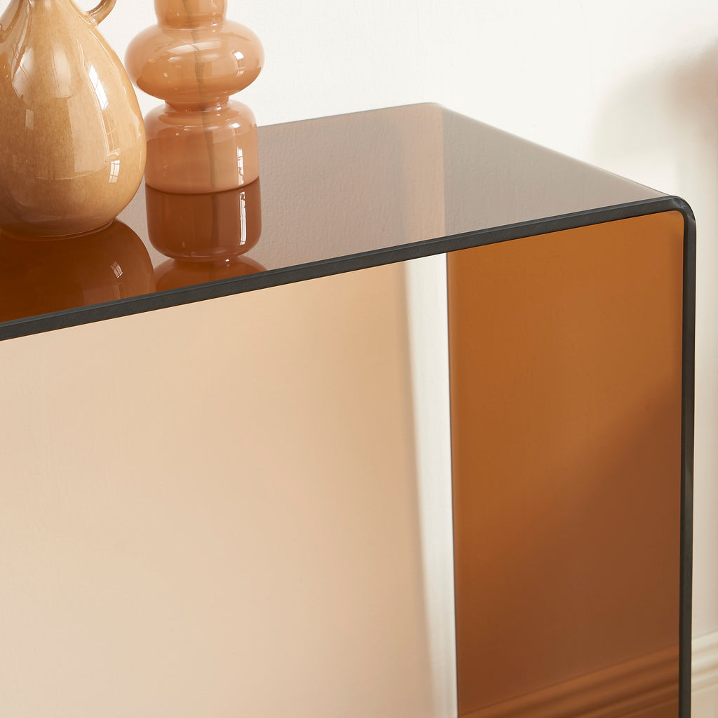 GINZA Tempered Glass and Metal Console Table