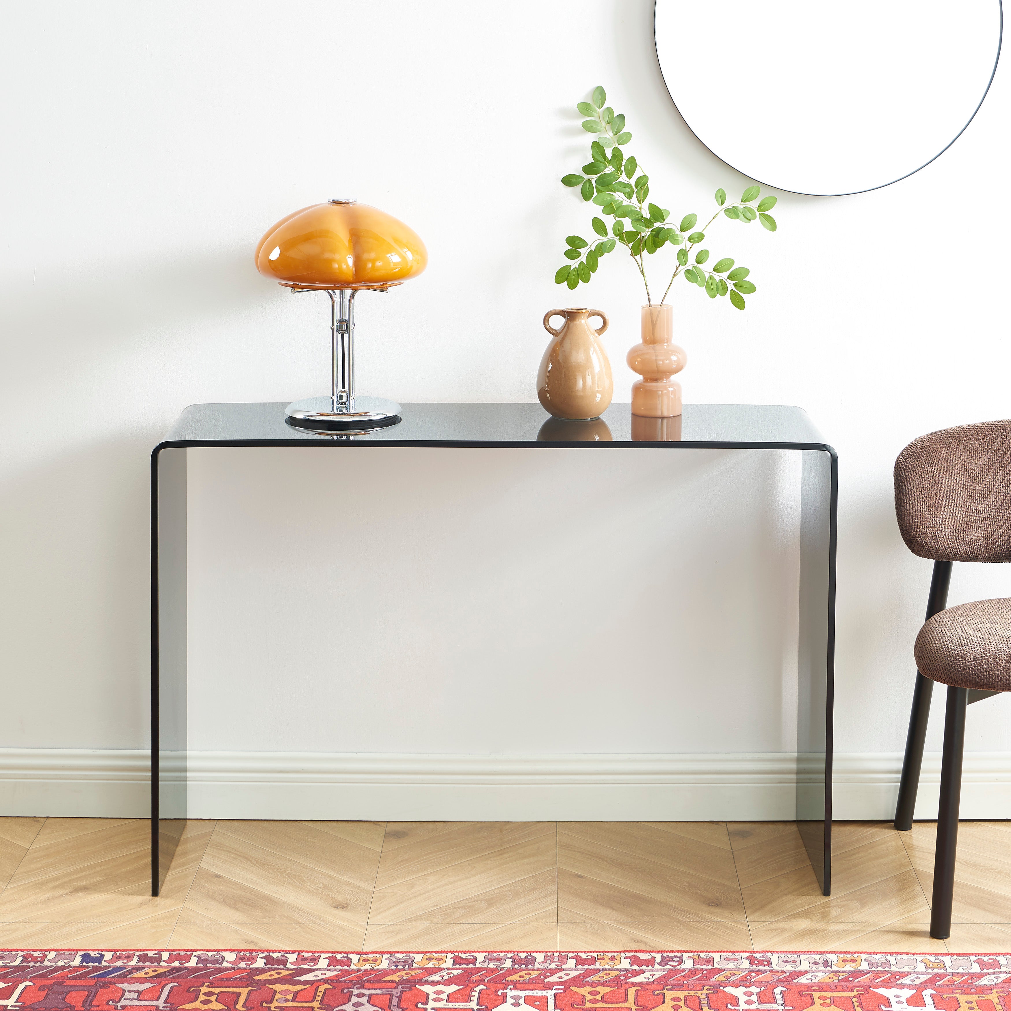 GINZA Tempered Glass and Metal Console Table – Black