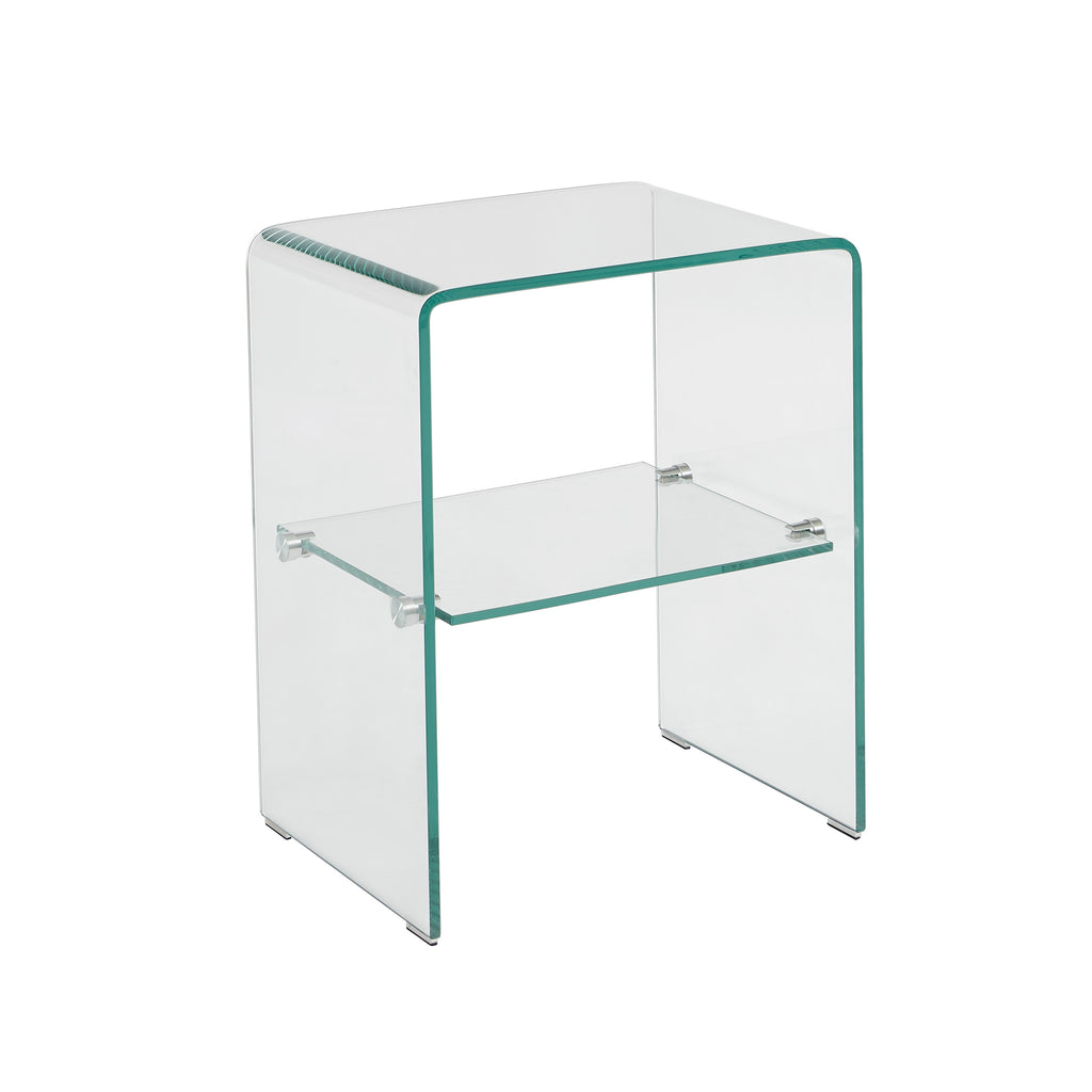 GINZA Tempered Glass and Metal Nightstand