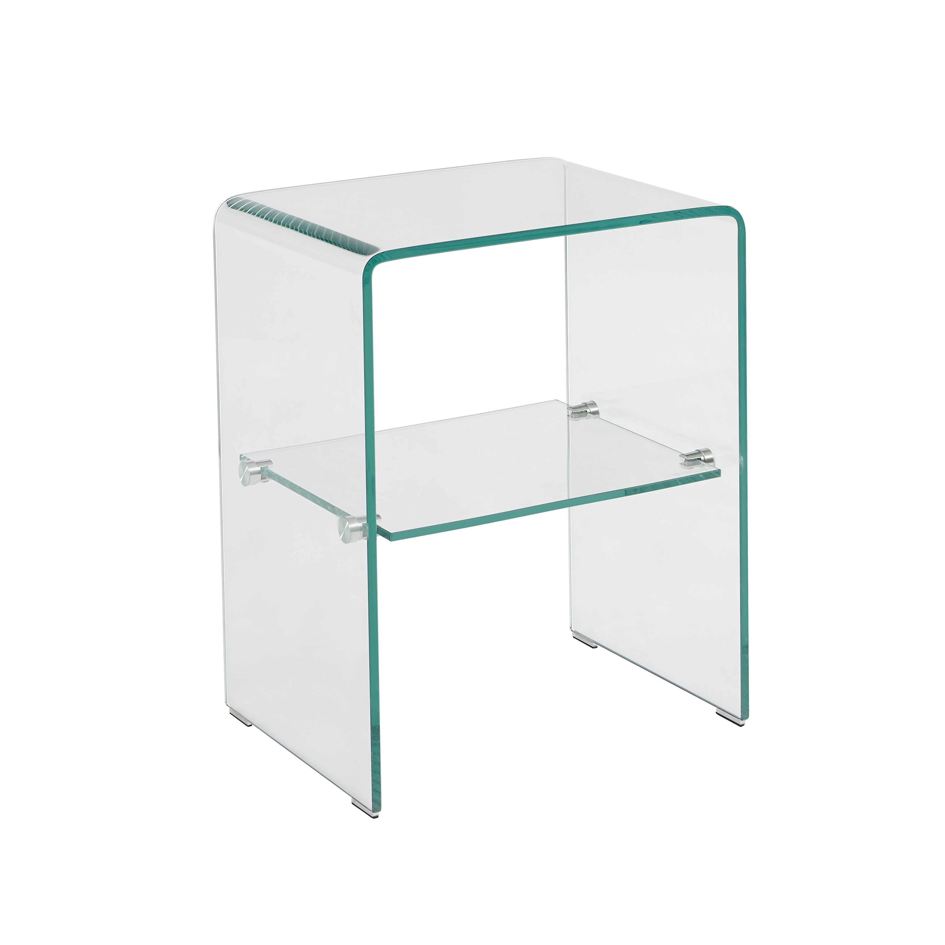 GINZA Tempered Glass and Metal Nightstand