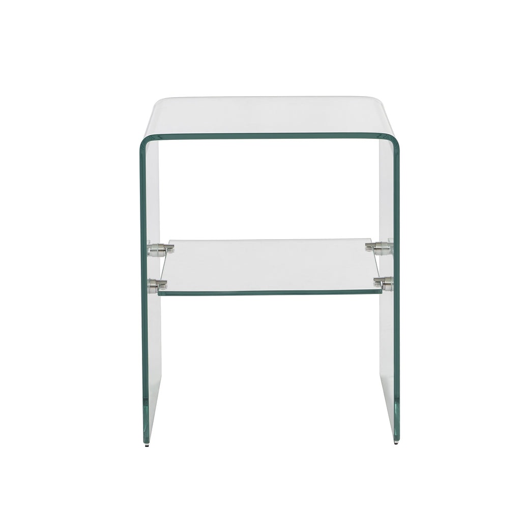 GINZA Tempered Glass and Metal Nightstand