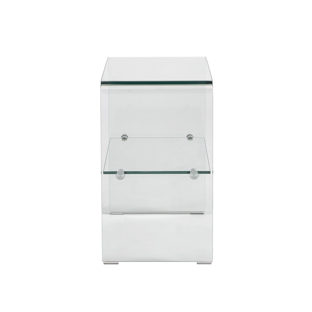 GINZA Tempered Glass and Metal Nightstand
