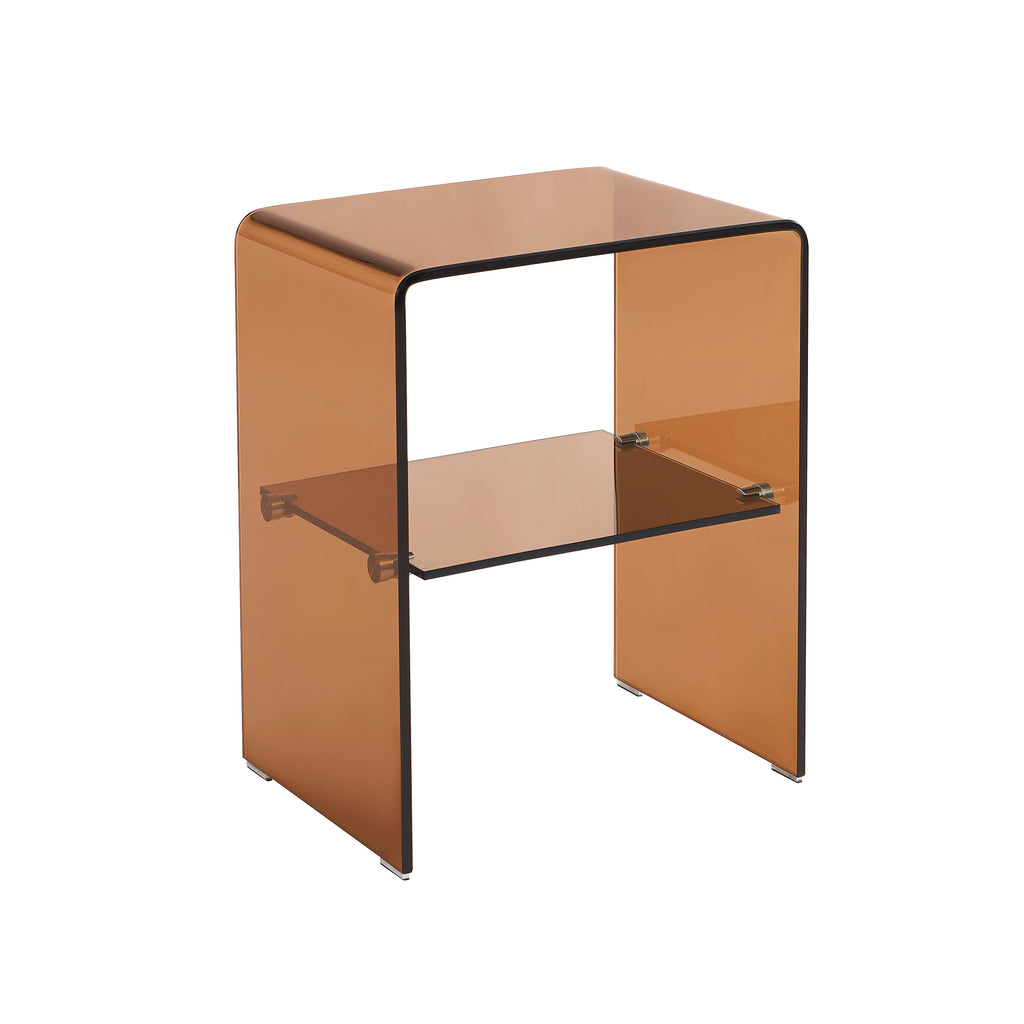 GINZA Tempered Glass and Metal Nightstand