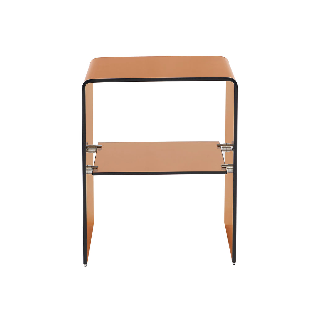 GINZA Tempered Glass and Metal Nightstand
