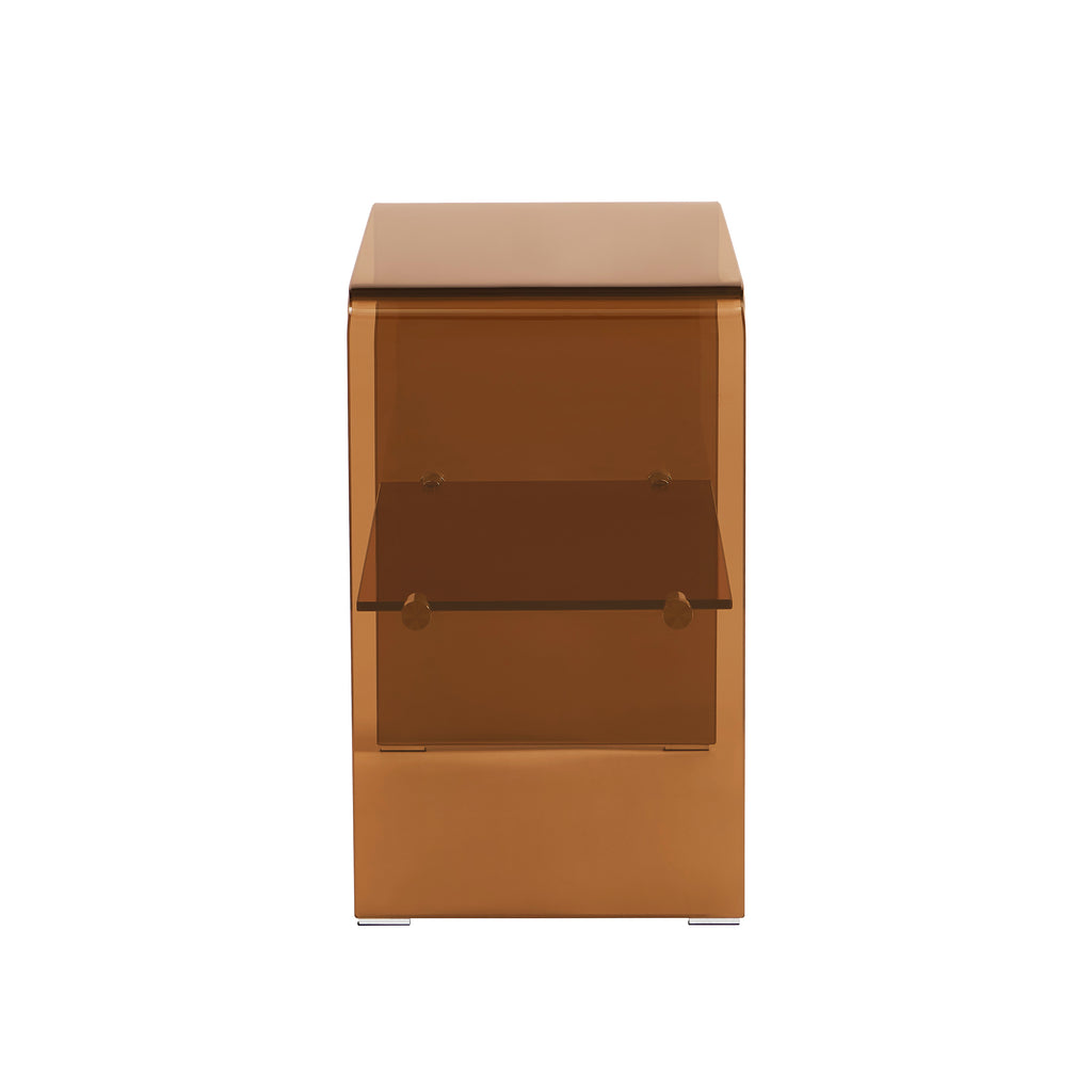 GINZA Tempered Glass and Metal Nightstand