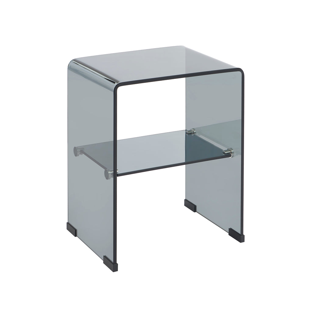 GINZA Tempered Glass and Metal Nightstand