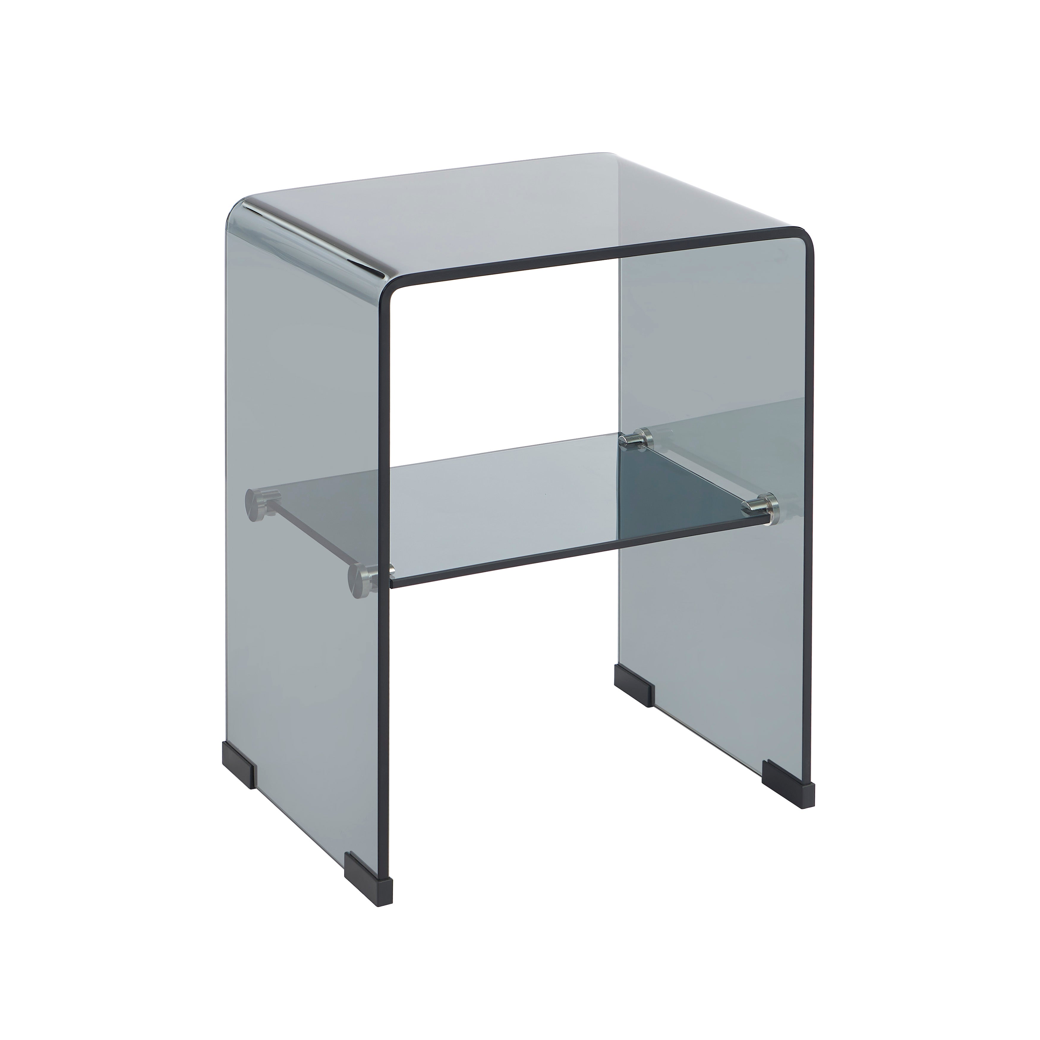GINZA Tempered Glass and Metal Nightstand