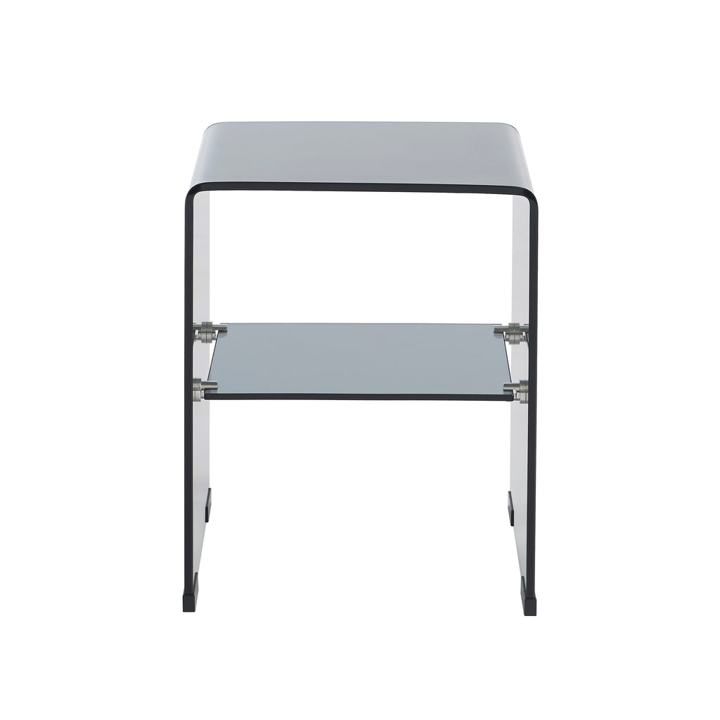 GINZA Tempered Glass and Metal Nightstand – Black
