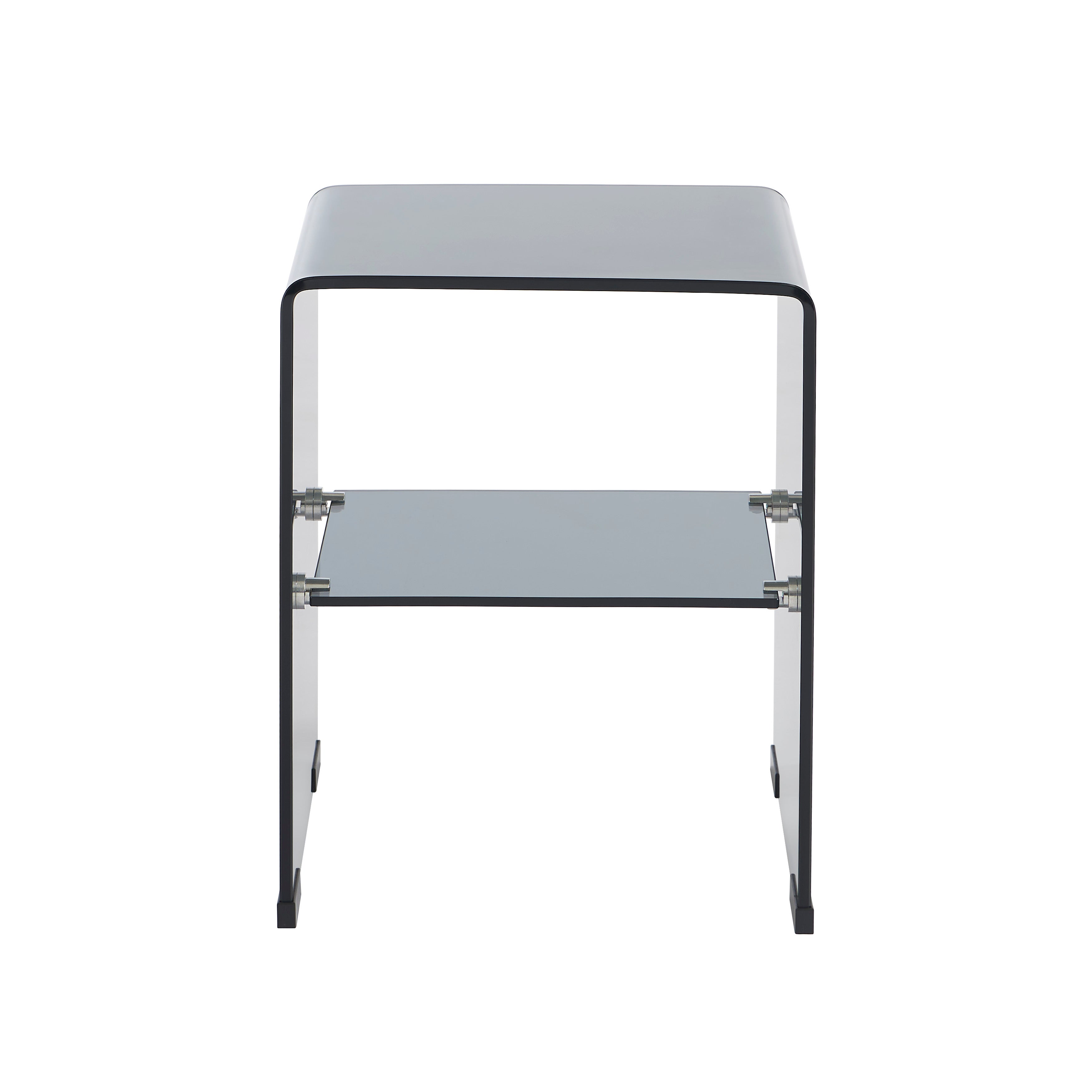 GINZA Tempered Glass and Metal Nightstand – Black