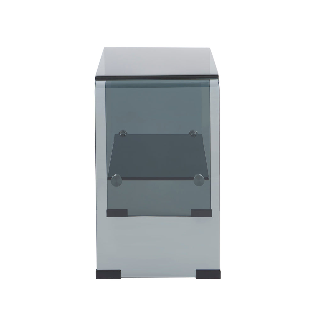 GINZA Tempered Glass and Metal Nightstand – Black