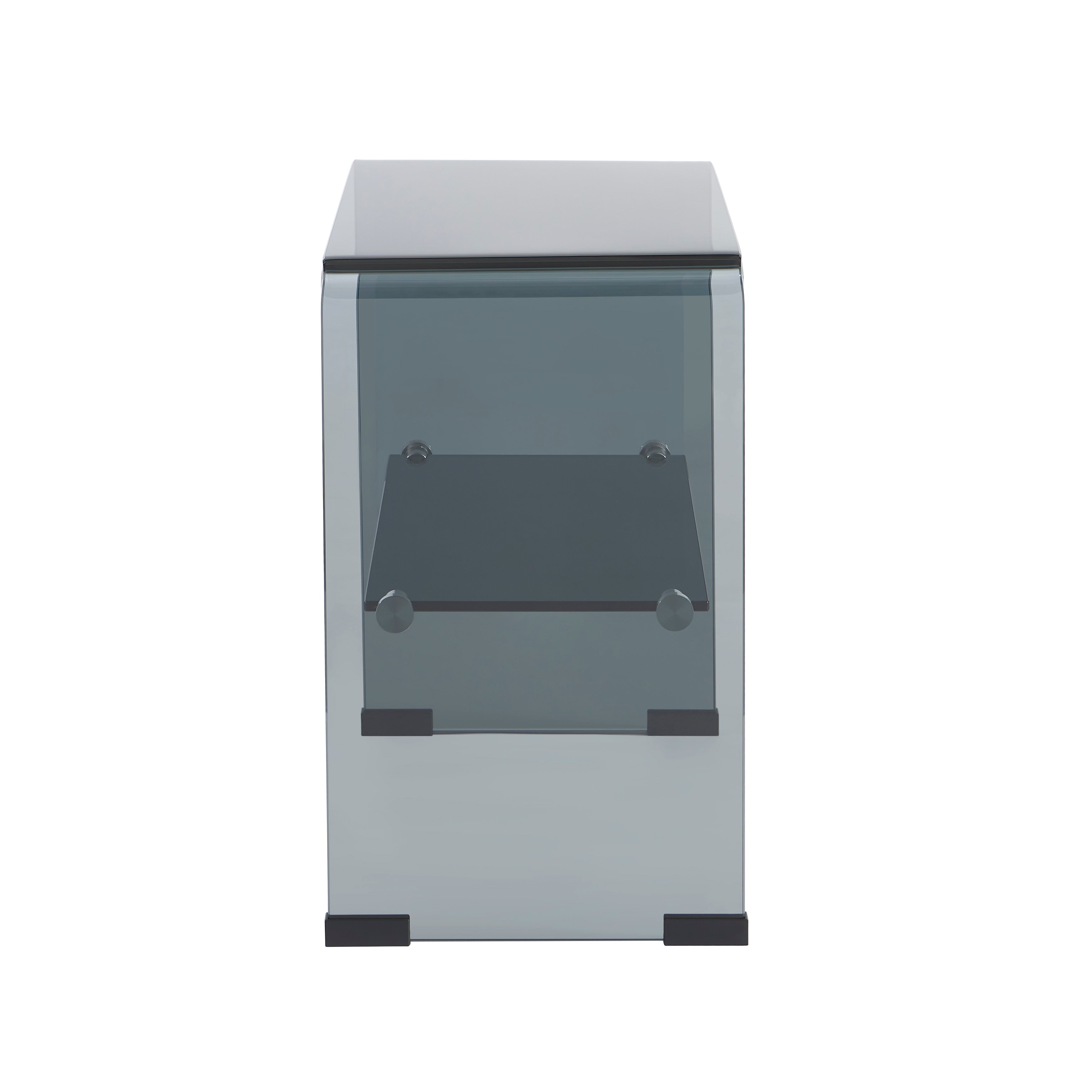 GINZA Tempered Glass and Metal Nightstand – Black