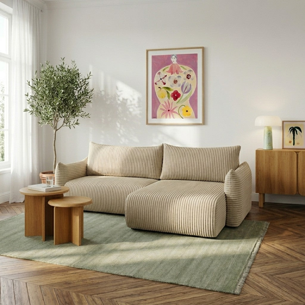 GLORIA 102.5'' Reversible Convertible Sectional Sofa - Beige