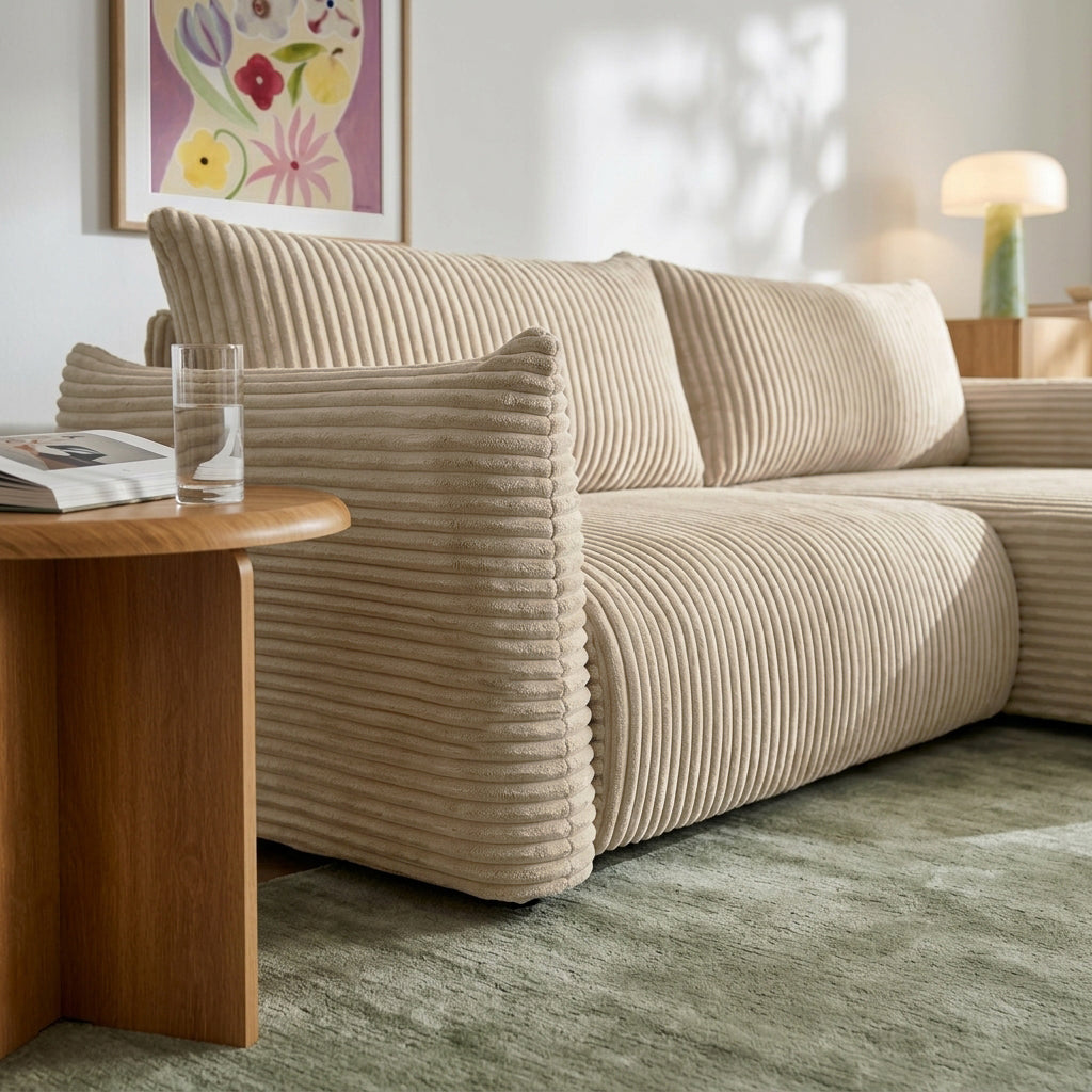 GLORIA 102.5'' Reversible Convertible Sectional Sofa - Beige