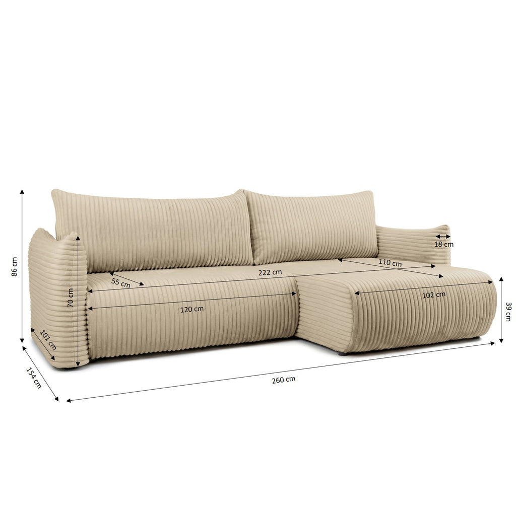GLORIA 102.5'' Reversible Convertible Sectional Sofa - Beige
