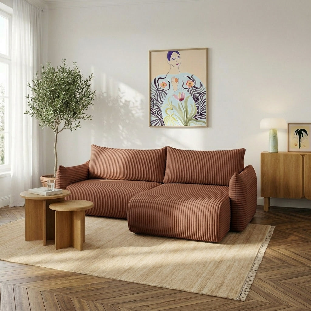 GLORIA 102.5'' Reversible Convertible Sectional Sofa - Terracotta
